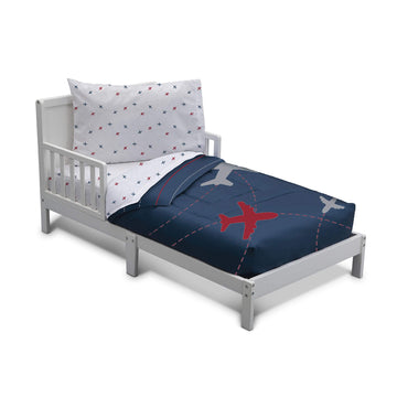Delta Children 4 Piece Toddler Bedding Set For Boys - Reversible 2-In-1 Comforter - Includes Fitted Comforter To Keep Little One