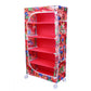 Little One S | 5 Shelves Baby Foldable Wardrobe | Jungle Red (Made In India) - Fabric