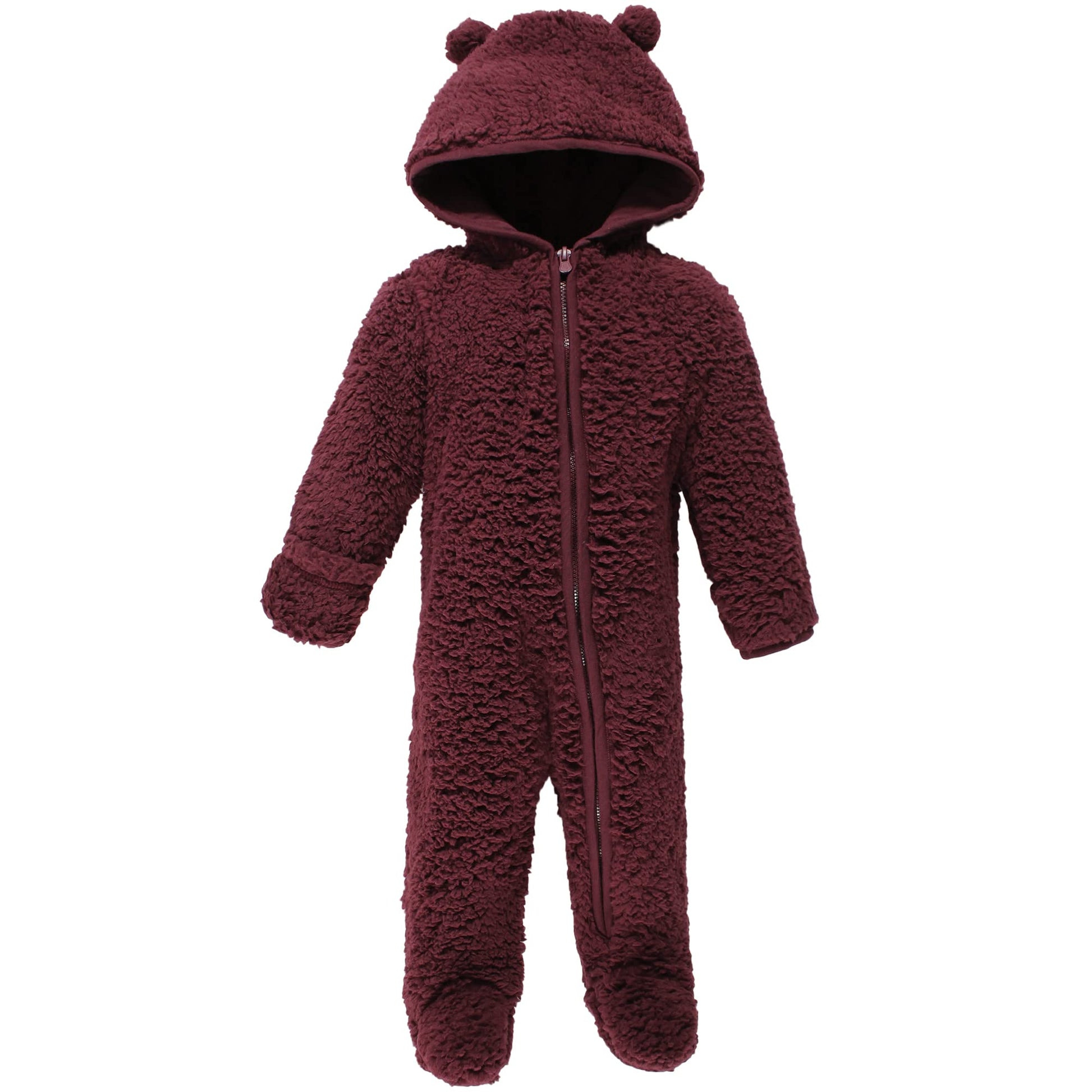 Hudson Baby Unisex Baby Fleece Sleep And Play, Burgundy, 6-9 Months