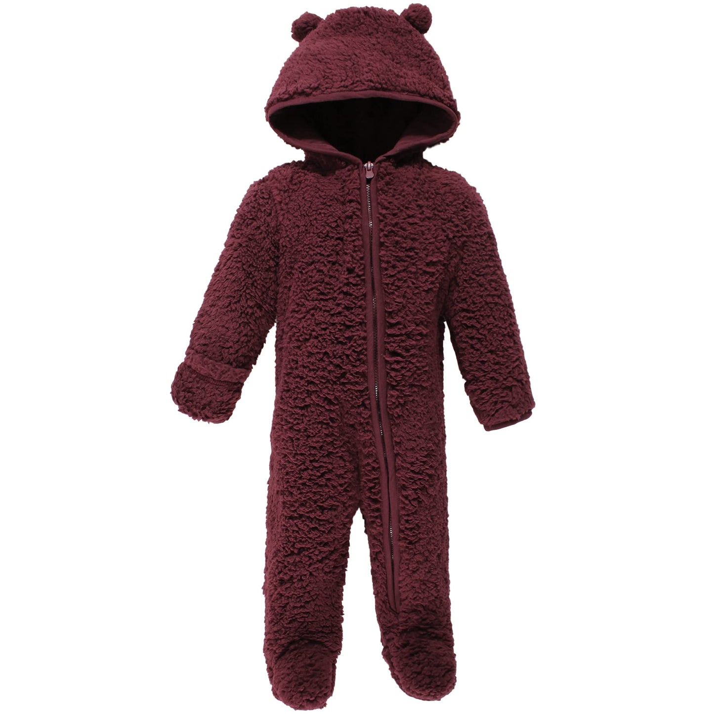 Hudson Baby Unisex Baby Fleece Sleep And Play, Burgundy, 3-6 Months