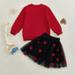 Yingisfitm Toddler Girl Valentines Day Outfit Letter Sweatshirt Love Heart Tutu Skirts Sets Little Girl Valentine Clothes (Red,