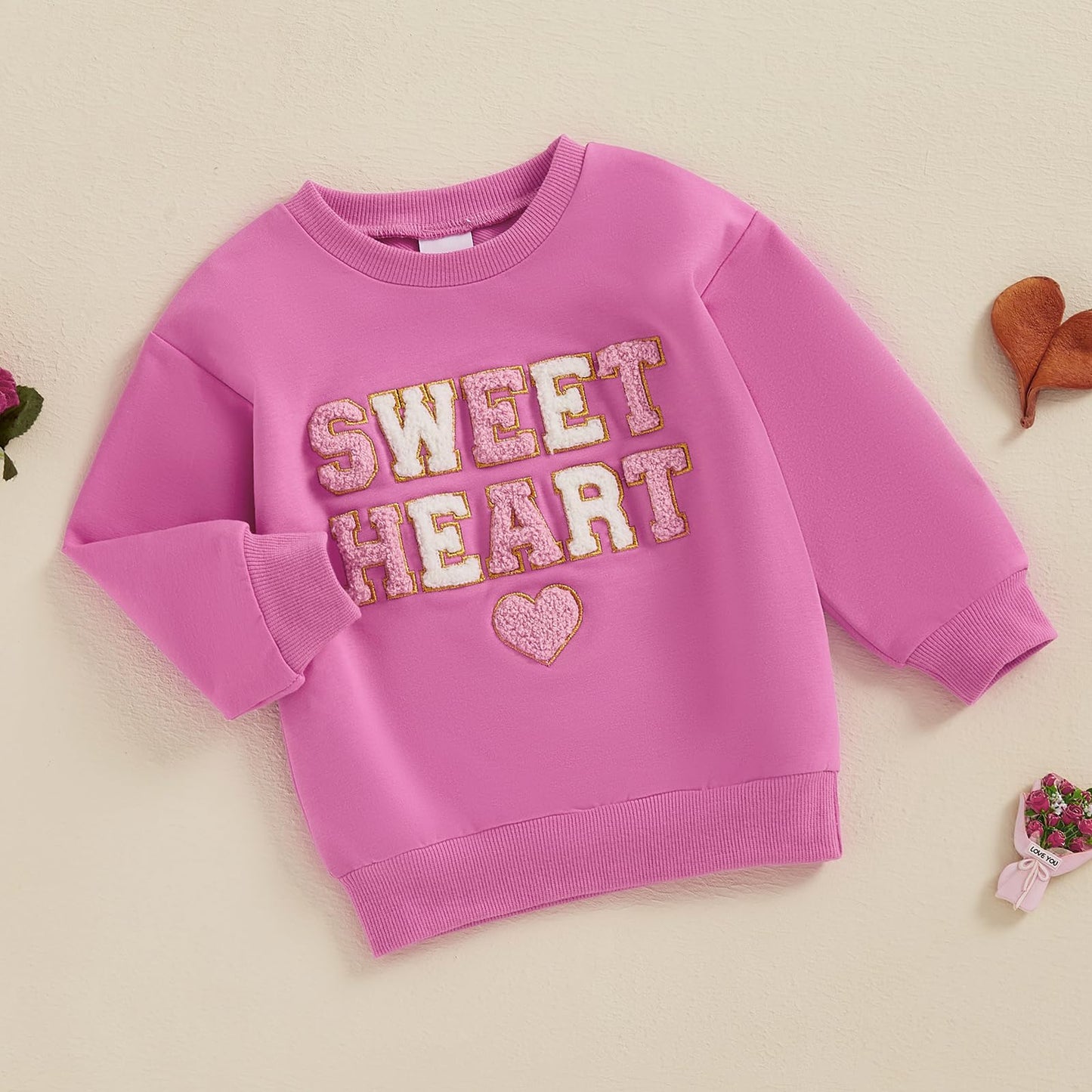 Zyhwshine Toddler Baby Girl Valentines Day Outfit Letter Embroidery Sweatshirt Crewneck Pullover Long Sleeve Sweater Clothes (Sw