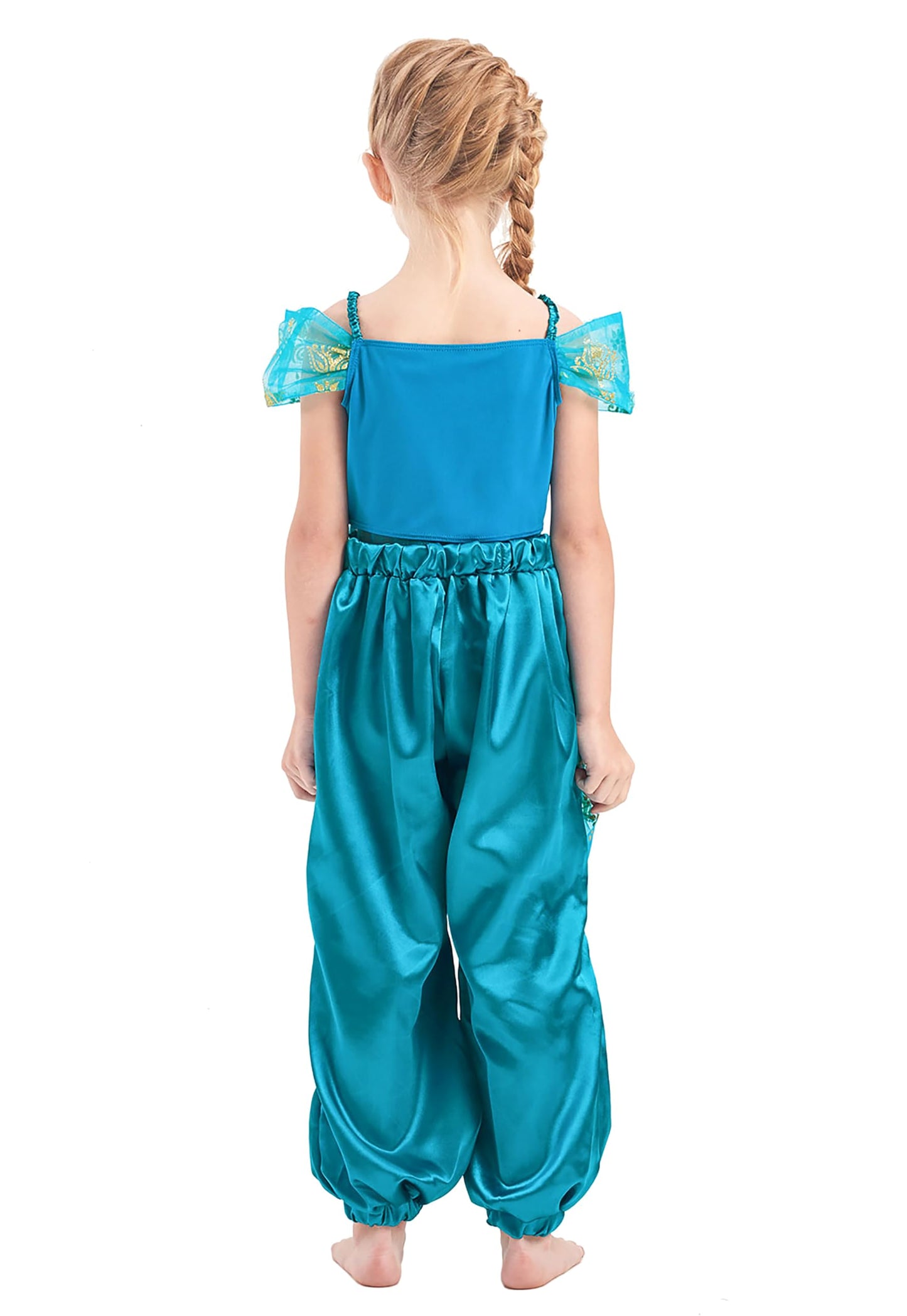 Ikali Princess Dress Up For Girls, Arabian Princess Costume Fancy Dress Kids Toddlers Birthday Party Outfit 7-8 Years Blue