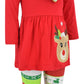 Unique Baby Girls 3 Piece Christmas Reindeer Legging Set Outfit (3 Years, Red)