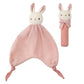 CUDDLE CORNER Organic Cotton Stuffed Animal Rattle Baby Toys, Hand Grip Rattle Squeaker Sticks Toys, Bunny Cuddle Cloth and Ring