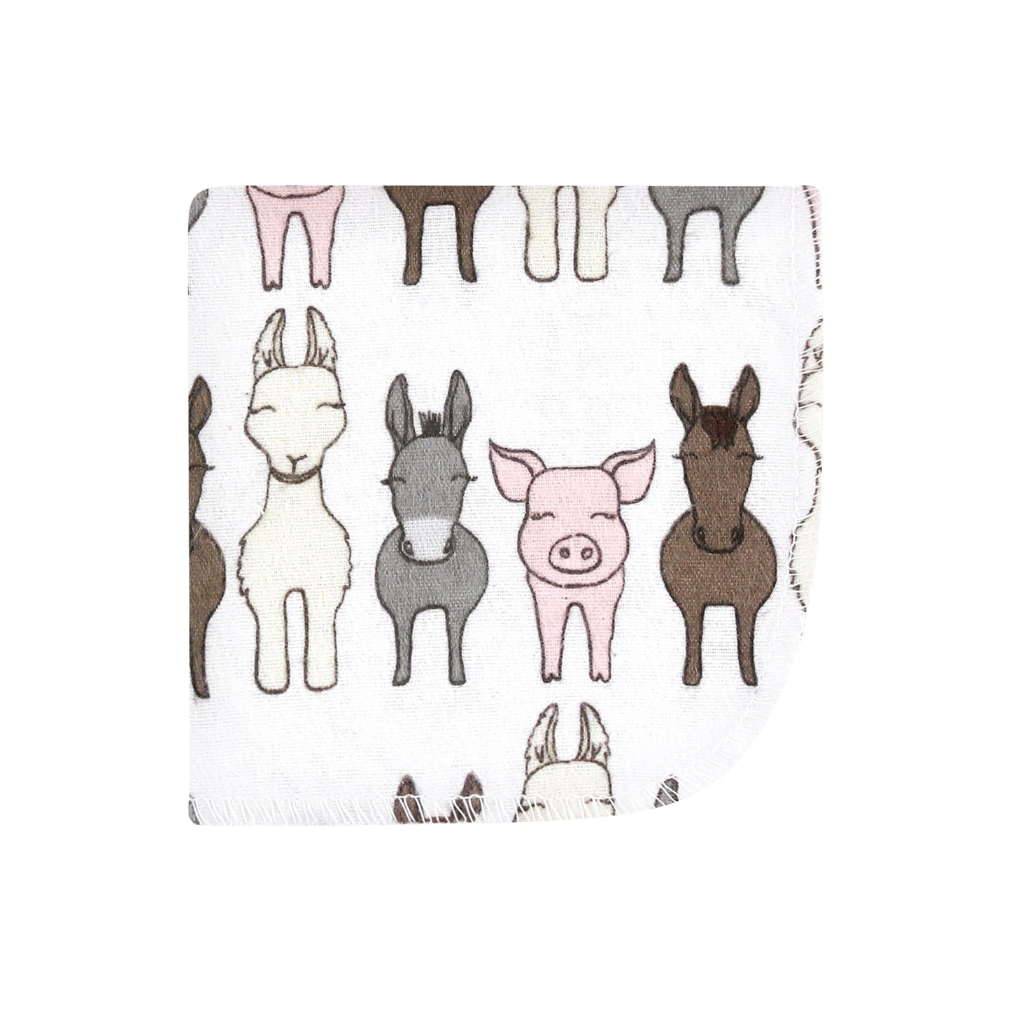 Hudson Baby Unisex Baby Flannel Washcloths, Farm Friends Pink 10Pk, One Size