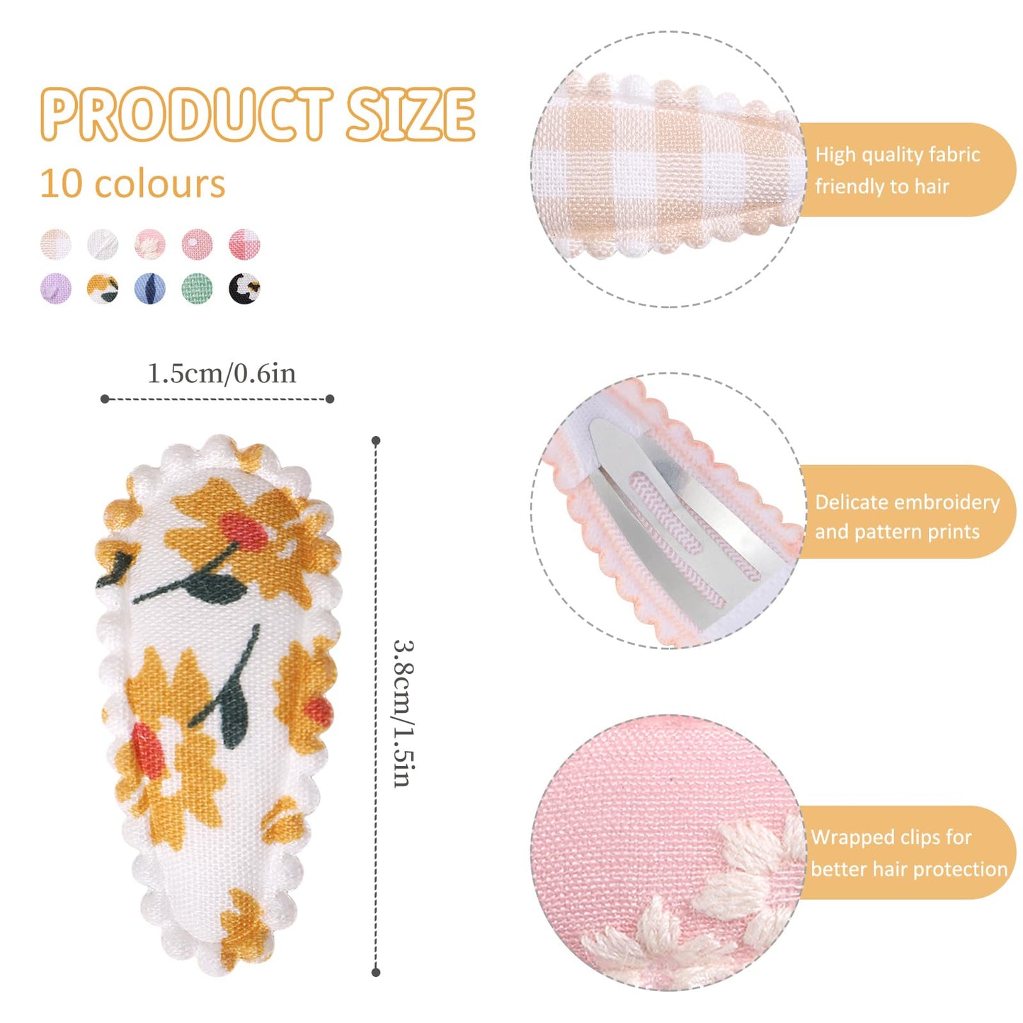 20 Pcs Snap Toddler Hair Clips - Flower Patterns, Wrapped Mini Barrettes, Cute Hair Accessories For Girls And Infants