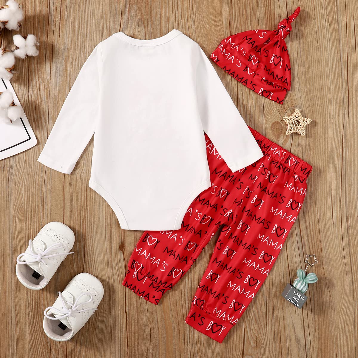 Detigee Baby Boy First Valentines Day Outfit Newborn My 1St Valentines Day Clothes Boy Valentines Day Outfit (Red,0-3 Months)