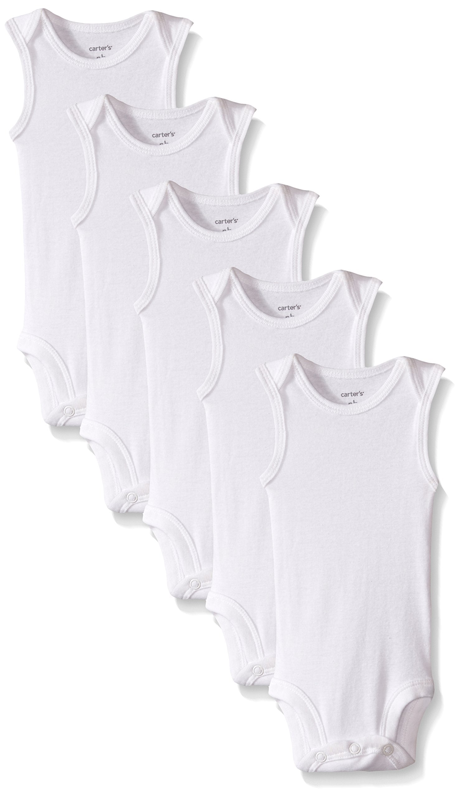 Carter'S 5-Pack S/L Bodysuits - White- 6 Months –
