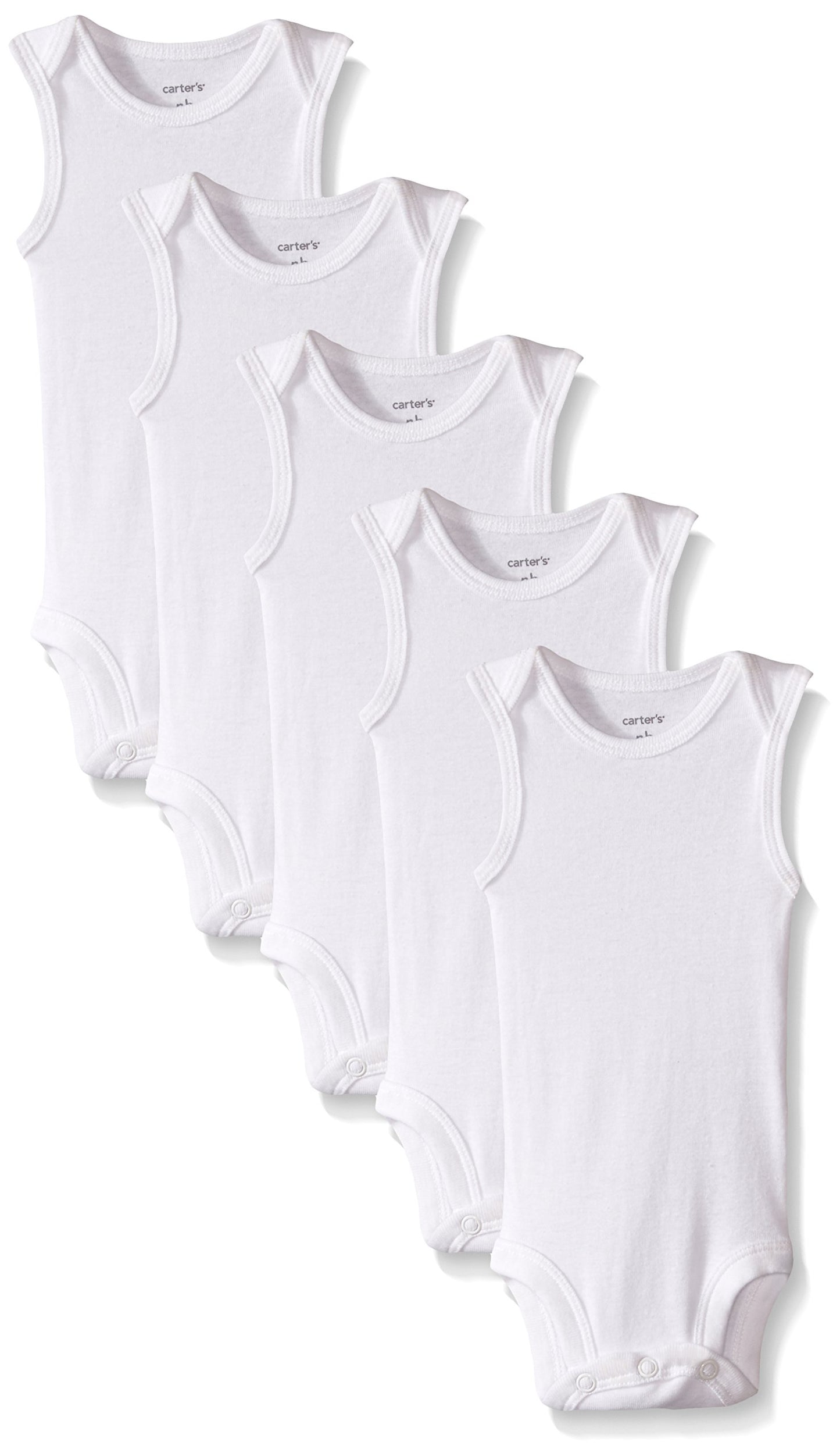 Carter'S 5-Pack S/L Bodysuits - White- 6 Months