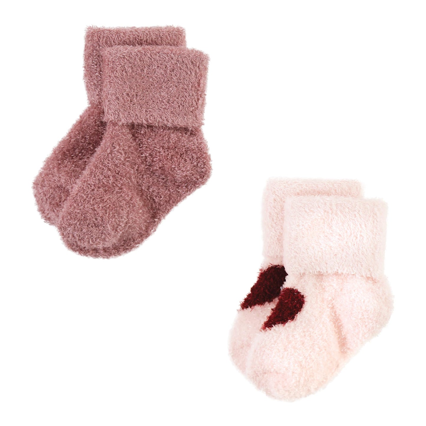 Hudson Baby Unisex Baby Cotton Rich Newborn And Terry Socks, Burgundy Heart, 6-12 Months