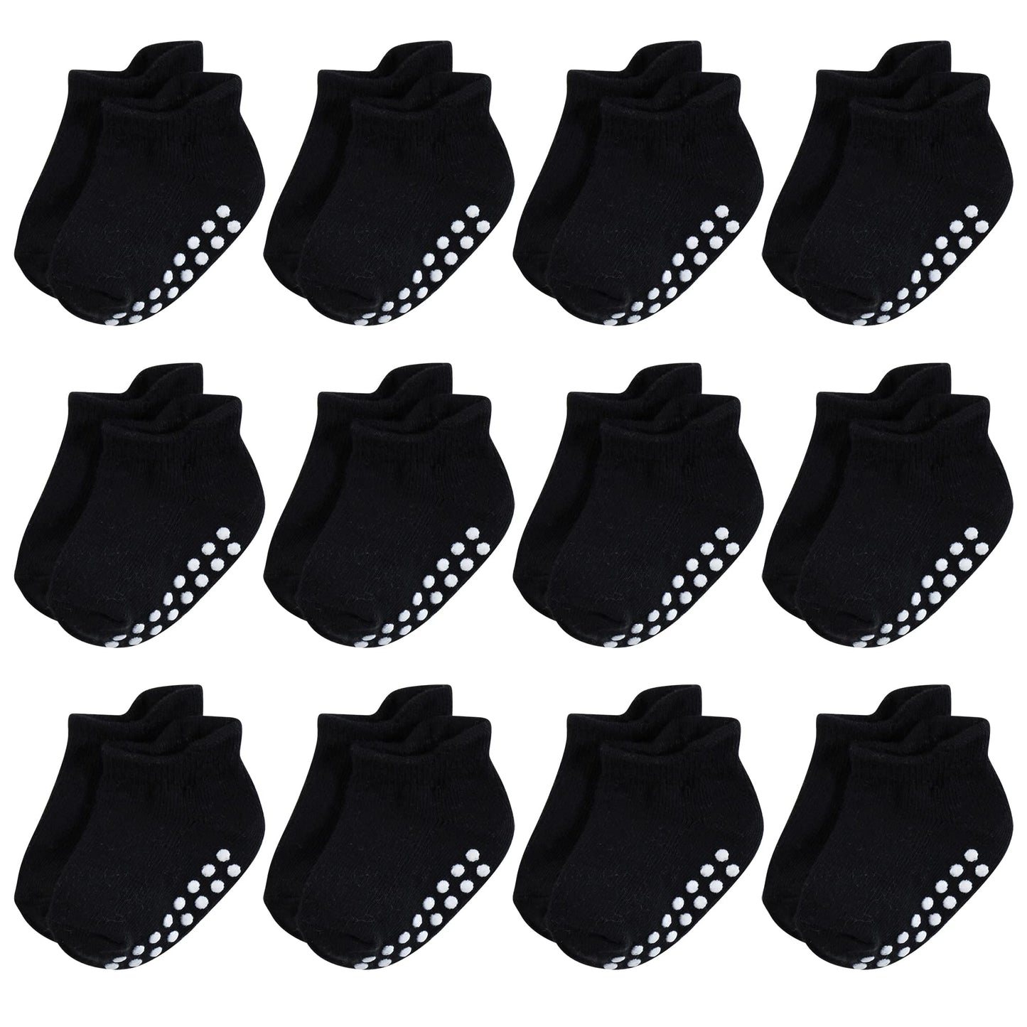 Hudson Baby Unisex Baby Non-Skid No-Show Socks, Black, 12-24 Months