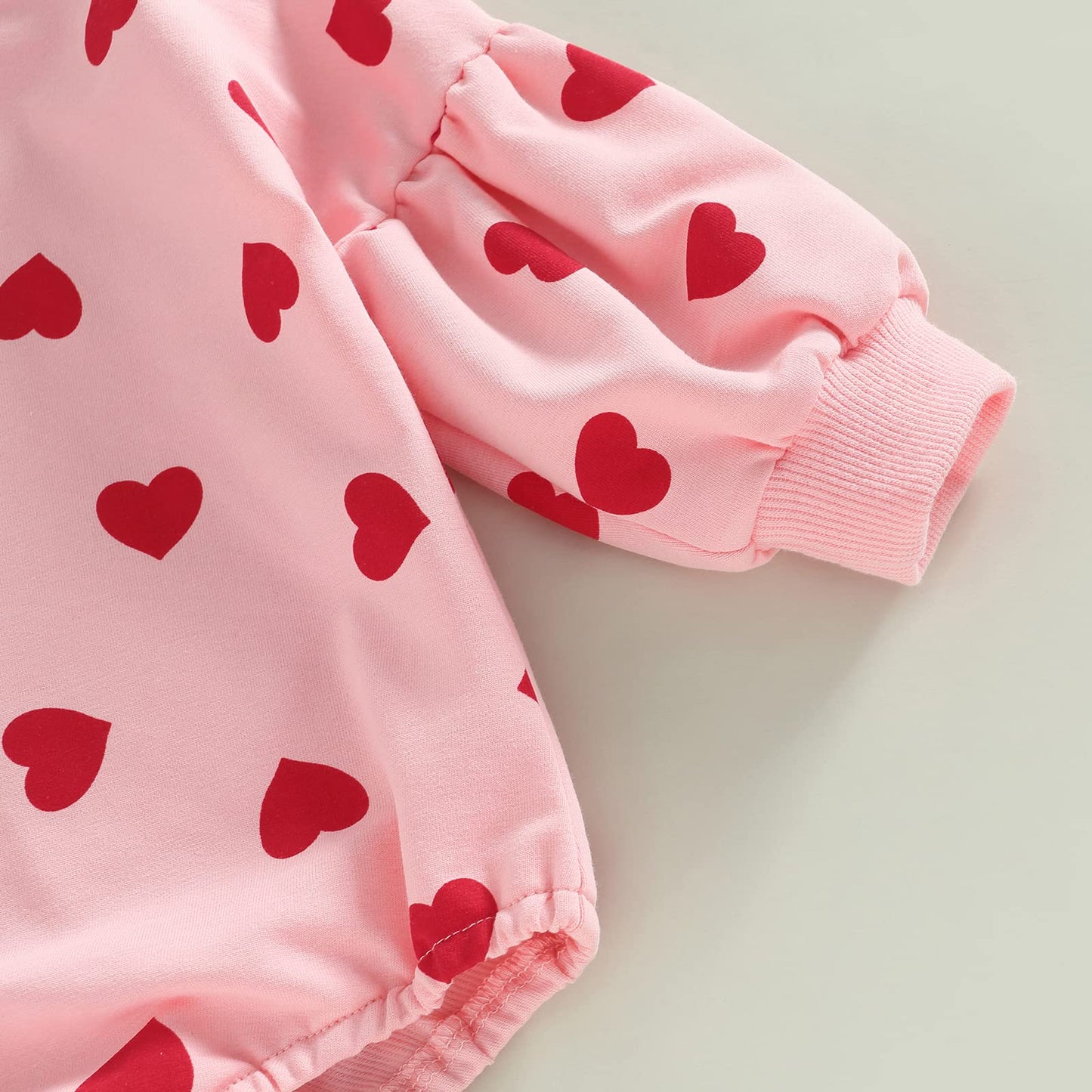 Engofs Newborn Baby Girl Boy Valentine'S Day Outfit Long Sleeve Hearts Sweatshirt Romper With Headband Fall Winter Clothes Pink