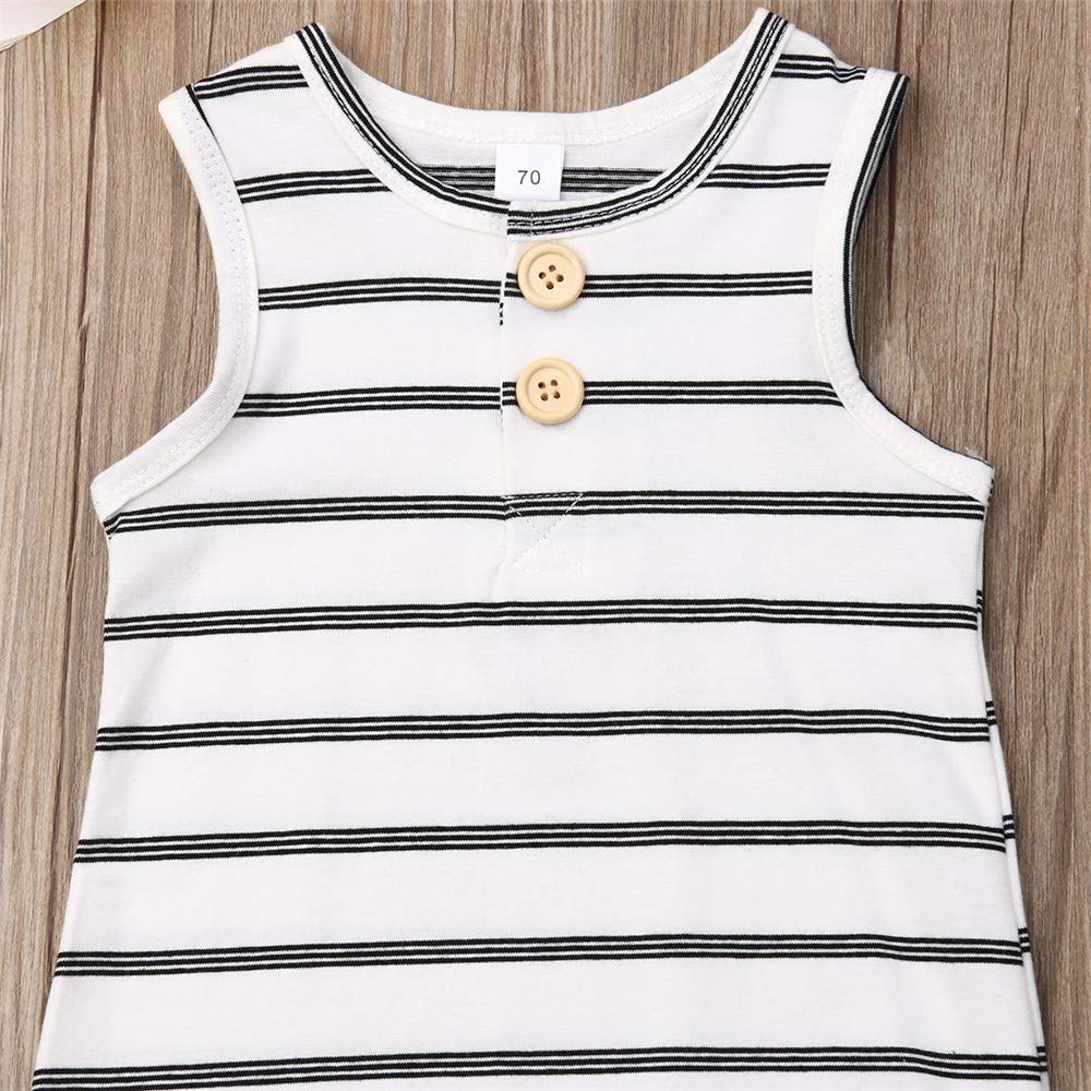Iddolaka Newborn Summer Baby Boy Girl Romper Bodysuit Jumpsuit Playsuit One Piece Outfit Clothes (A-White Stripes, 18-24 Months)