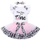 Baby Girls Cow 1St Birthday Outfit Farm Animals Fancy Dress Up Costume Flutter Sleeves Romper Tutu Skirt Headband Bowknot Tutu D
