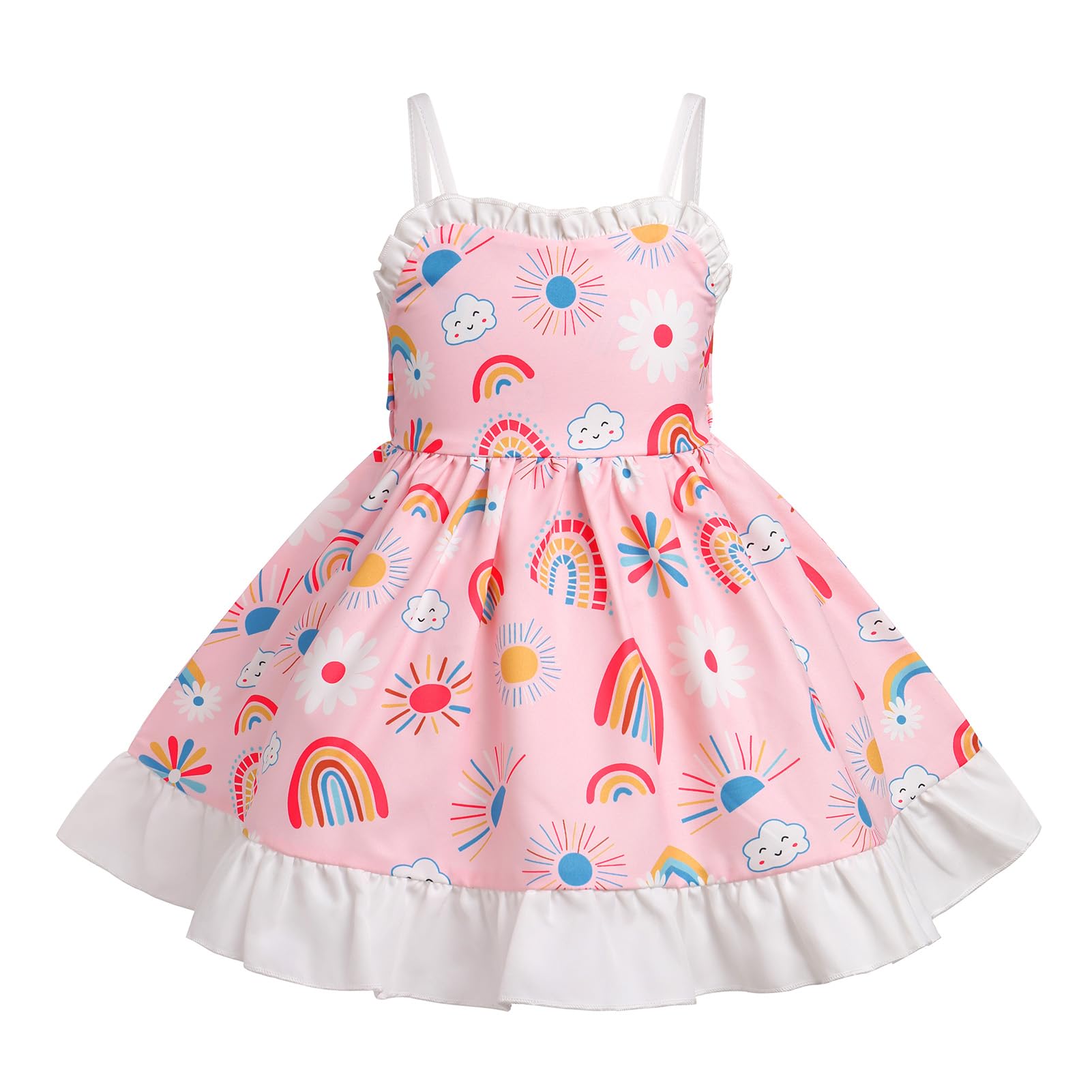 Idopip Baby Girls Boho Rainbow Tutu Dress Summer Sleeveless Backless B – Cutebab WBBAPB0CQ4M5ZGL