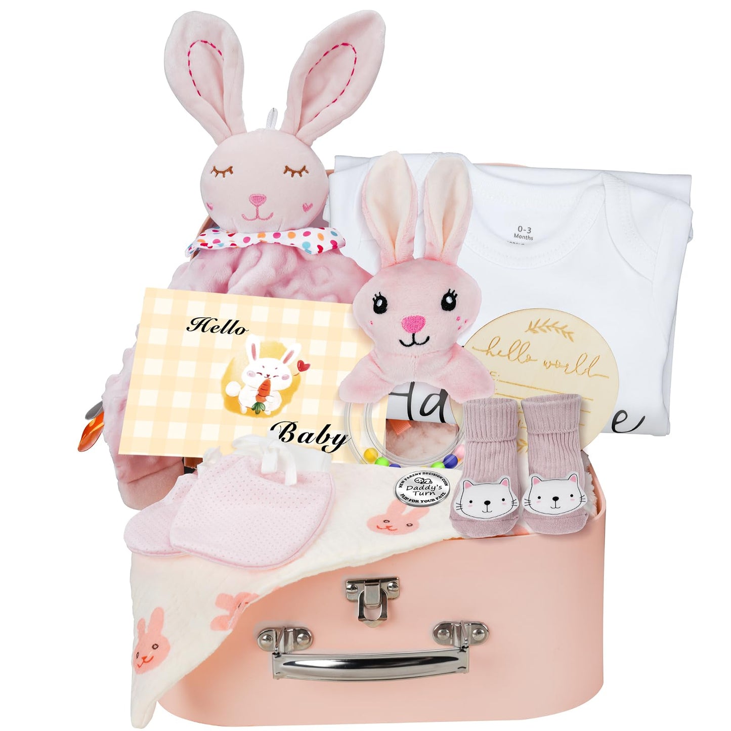 Baby Shower Gifts For Girls, 10Pcs Baby Girl Baby Shower Gifts Set, Premium Essential Welcome Baby Girl Gifts Basket Set, Baby G