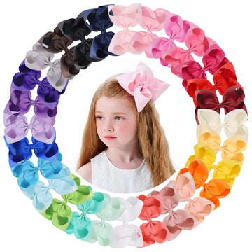 Choicbaby 28Pcs 6 Inch Hair Bows For Girls Large Hair Bows With Alligator Clips Toddler Hair Accessories For Baby Girls Kids Tee