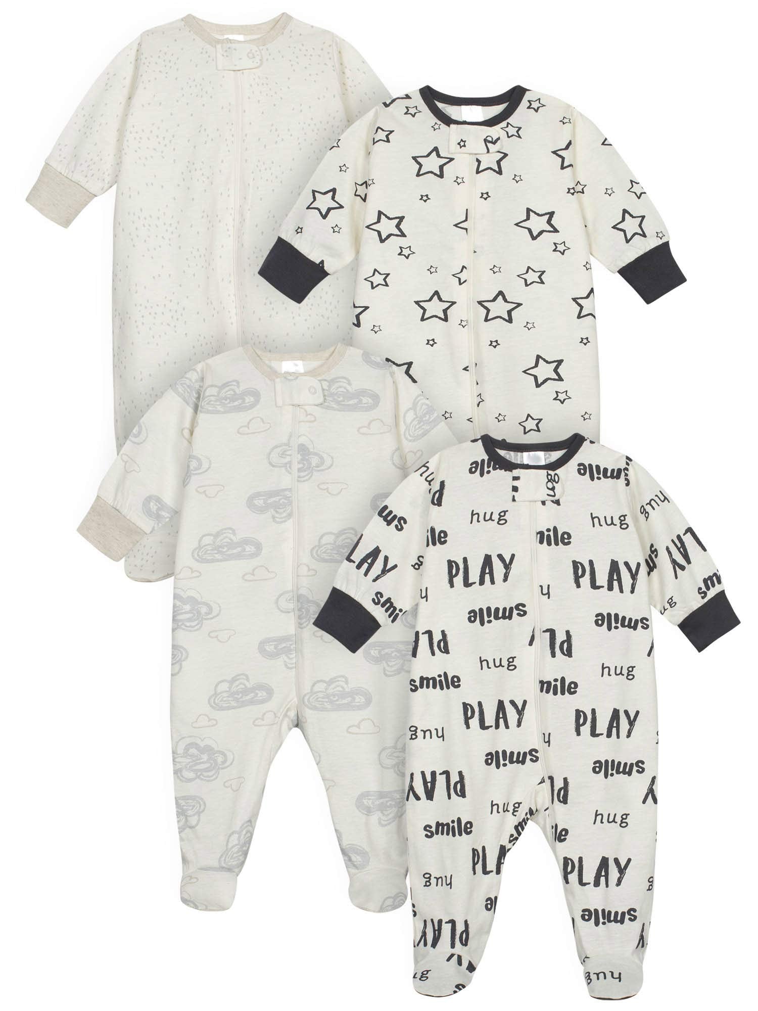 Onesies Brand Unisex Baby 4-Pack 'N Play And Toddler Sleepers, Grey Neutral, 0-3 Months Us