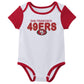 Outerstuff Nfl Newborn Baby And Infant Short Sleeve Bodysuit Variety 3-Pack - San Francisco 49Ers, 3-6M