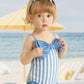 Mioglrie Toddler Girl Swimsuit 5T Bathing Suit Girls Blue Ruffle Stripe Summer Beach One Piece Swimwear For Baby Girls Swim Suit