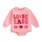 Fiomva Newborn Baby Girl Valentines Day Outfit Toddler Sweathirt Bubble Romper Infant Boy Oversized Onesie Clothes (U Love Babe