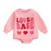 Focusnorm Valentine'S Day Toddler Baby Girl Outfit Nweborn Infant Clothes Long Sleeve Sweatshirt Romper Cute Crewneck Onesie (Pi