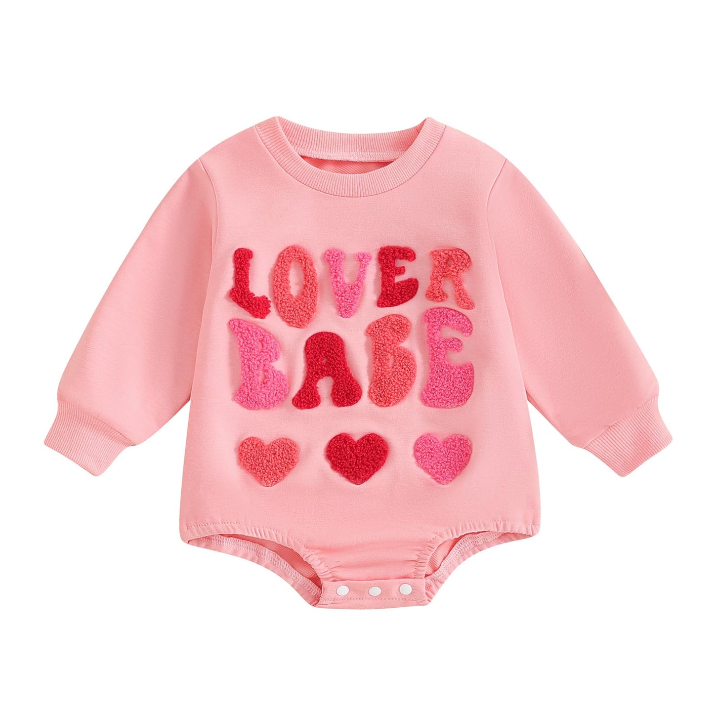 Focusnorm Valentine'S Day Toddler Baby Girl Outfit Nweborn Infant Clothes Long Sleeve Sweatshirt Romper Cute Crewneck Onesie (Pi