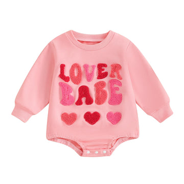 Focusnorm Valentine'S Day Toddler Baby Girl Outfit Nweborn Infant Clothes Long Sleeve Sweatshirt Romper Cute Crewneck Onesie (Pi