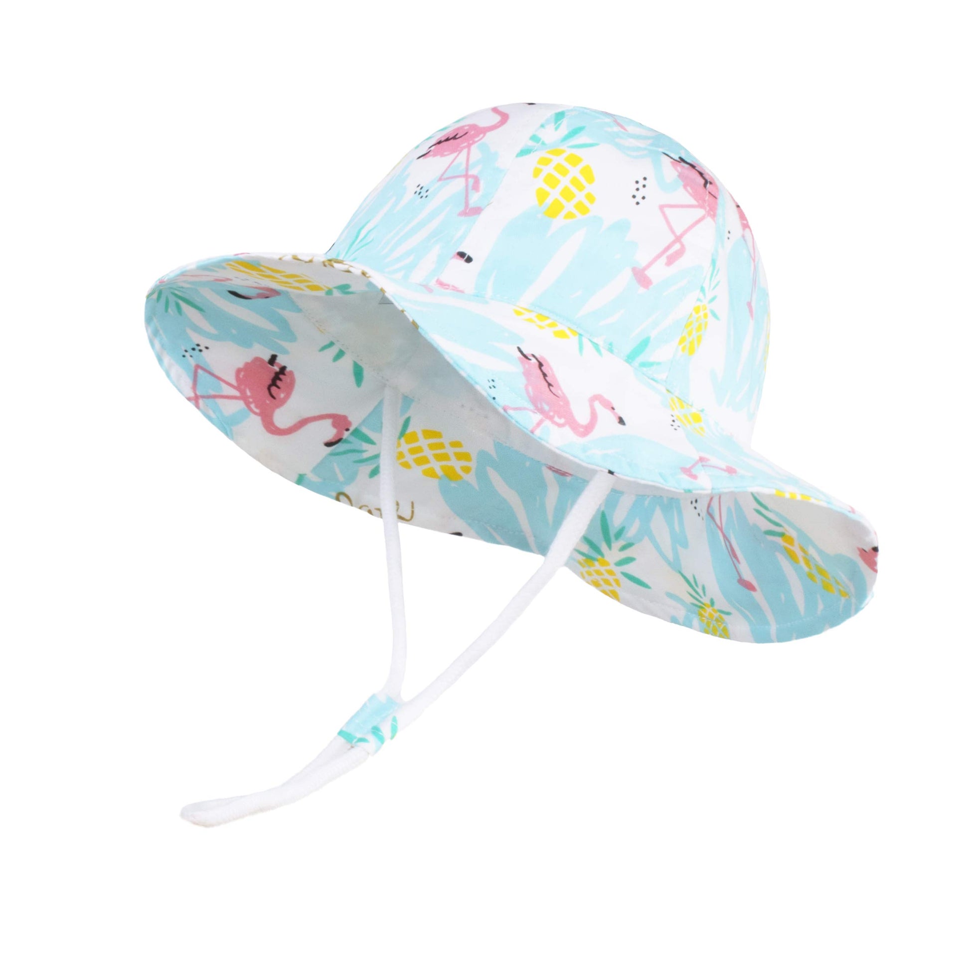 Langzhen Sun Hat For Baby Girls Adjustable Toddler Kids Sun Protection Hat Wide Brim Summer Outdoor Hat With Chin Strap (Flaming