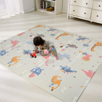 Bammax X-Large Waterproof Foam Padded Baby Play Mat | Reversible & Foldable | Safe & Thick Baby Foam Play Mat | 70 x 78 | Use as