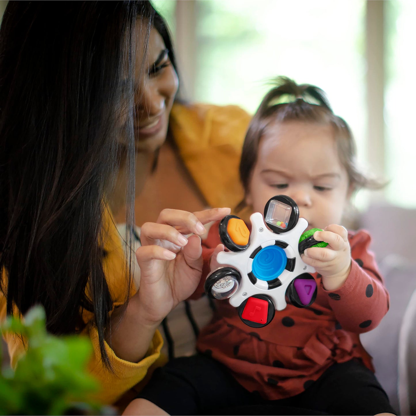 Baby Einstein Curiosity Clutch Fidget Sensory Toy and Pop It Rattle, BPA Free Infant Teether, Age 3 Months+, Multicolored