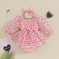 Amnnchya Baby Girl Valentines Day Outfit Heart Tulle Puff Sleeve Valentines Day Romper Dress Newborn Valentines Dresses (Pink, 3