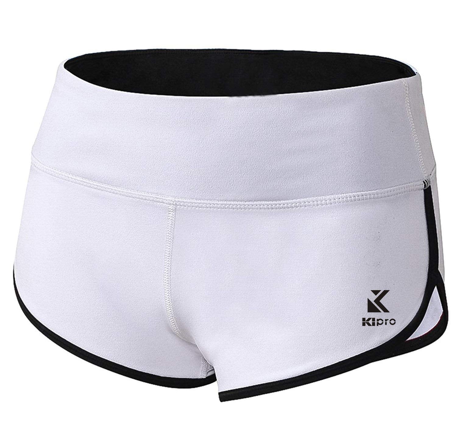 Kipro Womens Active Fitness Sports Yoga Booty Running Gym Workout Shorts, Whiteblack, Xx-Large