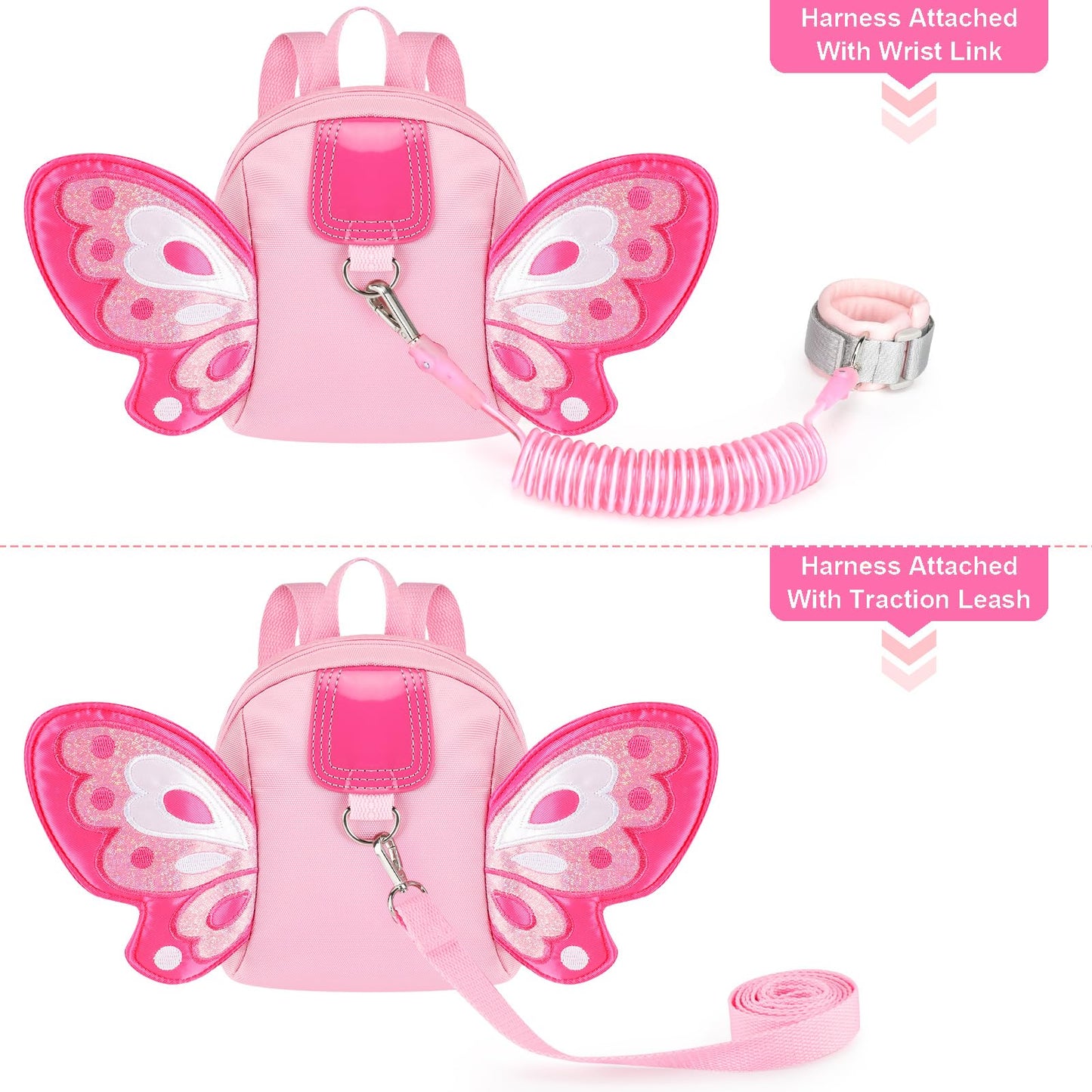 Accmor Toddler Harness Backpack Leash, Cute Butterfly Kid Backpacks With Anti Lost Wrist Link, Mini Child Backpack Harness Leash