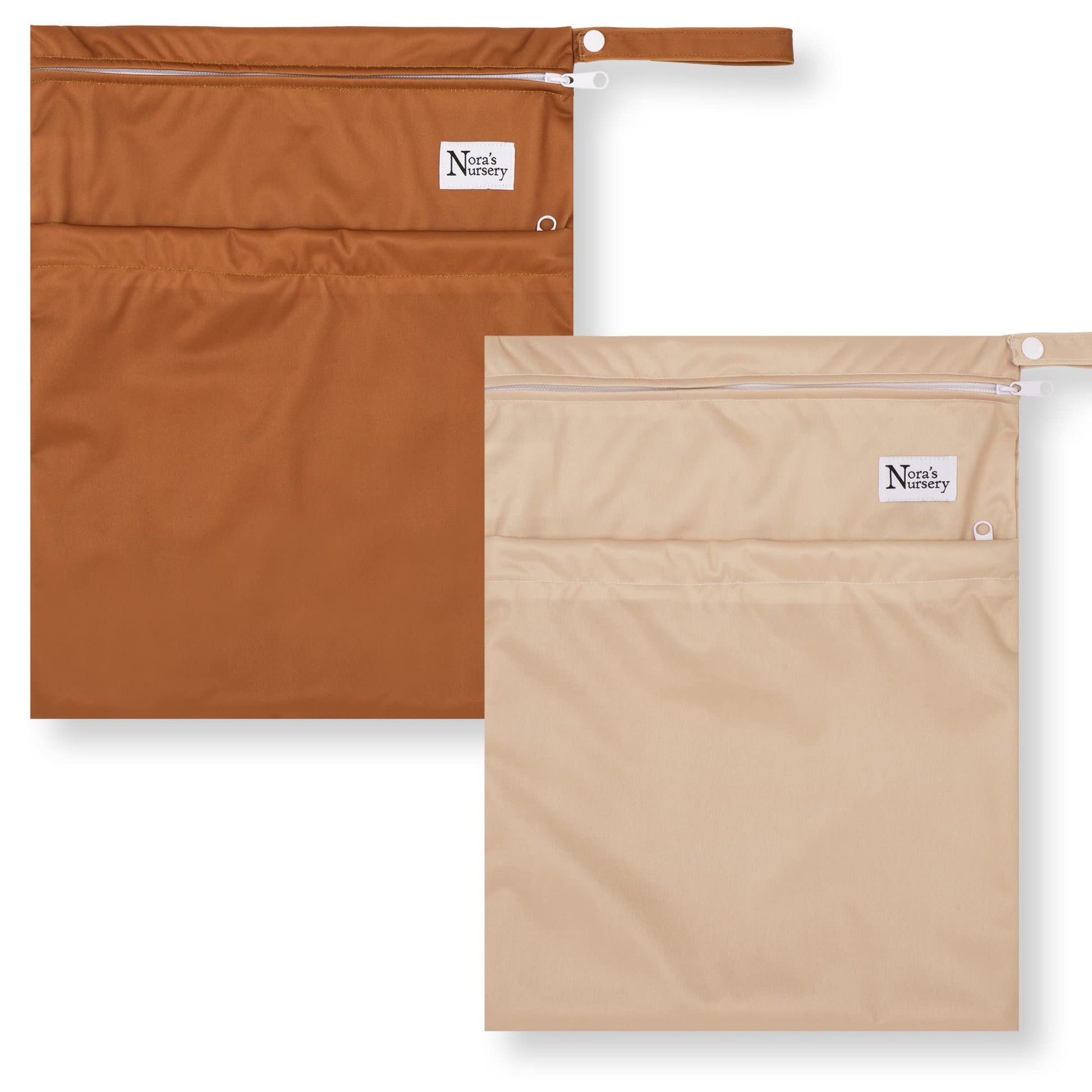 Noras Nursery Wet Dry Bags with Two Zippered Pockets - Reusable and Washable Wet Bag for Swimming, Travel, Beach, Pool, Daycare