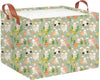 CLOCOR Rectangular Easter Gift Basket Empty,Waterproof Storage Basket with Handles,Room Decor(Pink Flower Easter Egg)