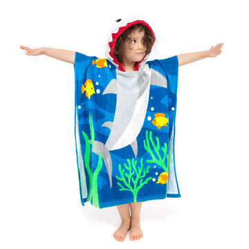 Florica Toddler Hooded Beach Towel Coverup Cape Kids 100% Cotton Soft Quick Dry Absorbent Use For Swim Pool Bath Poncho Towels F