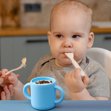 2 Pack Silicone Training Cup For Infants, Drinking Toddler Cup For Baby And Toddler - Boy Learner Cup Transition Cup 5 Oz(Blue/G