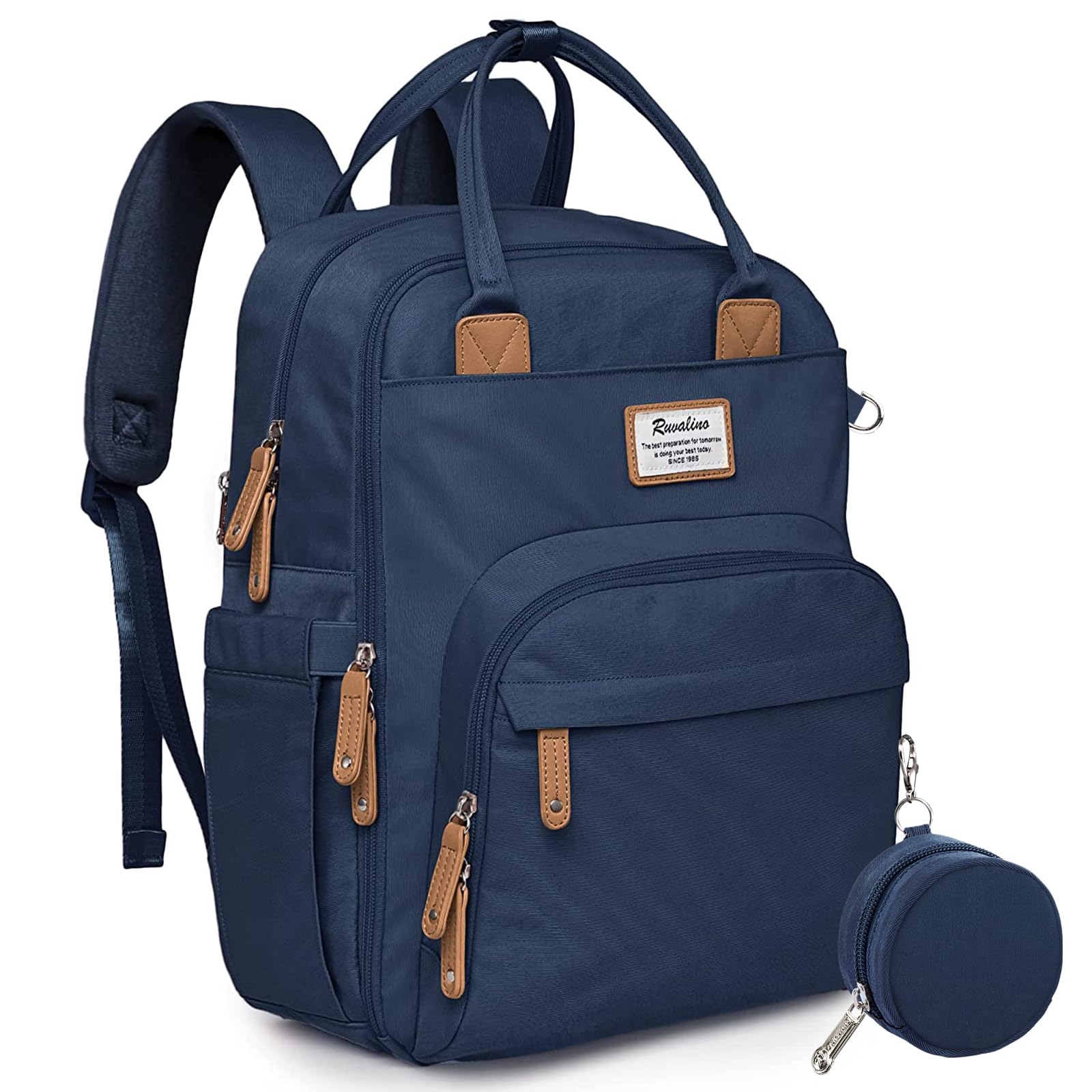 Ruvalino Diaper Bag Backpack, Multifunction Travel Pack Maternity Baby Changing Bags, Large Capacity, Waterproof, Peacock Blue