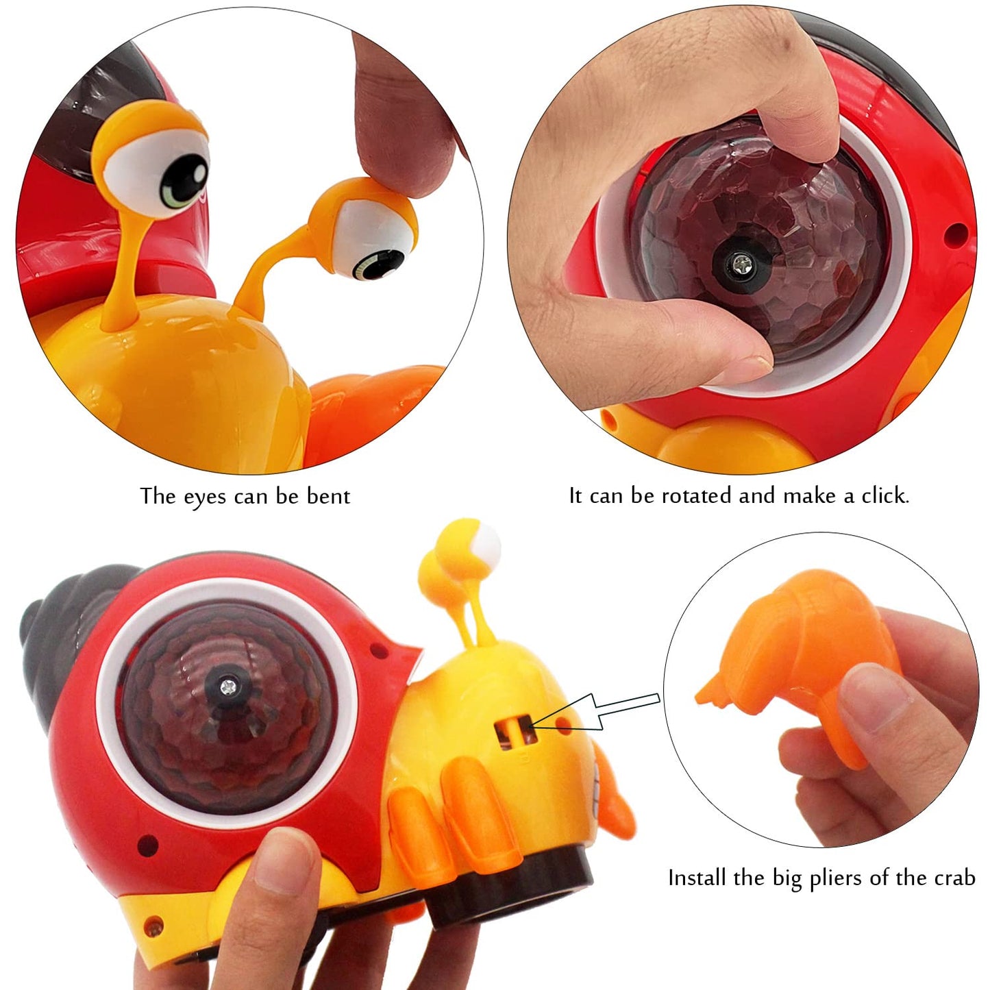 Tipmant Baby Toddler Electric Crab Cute Electronic Animal Vehicle Car Toy Crawl, Play Music, Luminous Light Kids Birthday (Orang