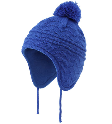Connectyle Toddler Boys Girls Fleece Lined Knit Kids Hat With Earflap Winter Hat (Royal Blue, 6-12 Months)