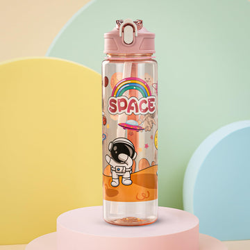 Baybee Galaxy Kids Water Bottle 800Ml | LeakProof Baby Sipper Bottle With Flip Lock Lid & Silicone Straw | BpaFree School Wate