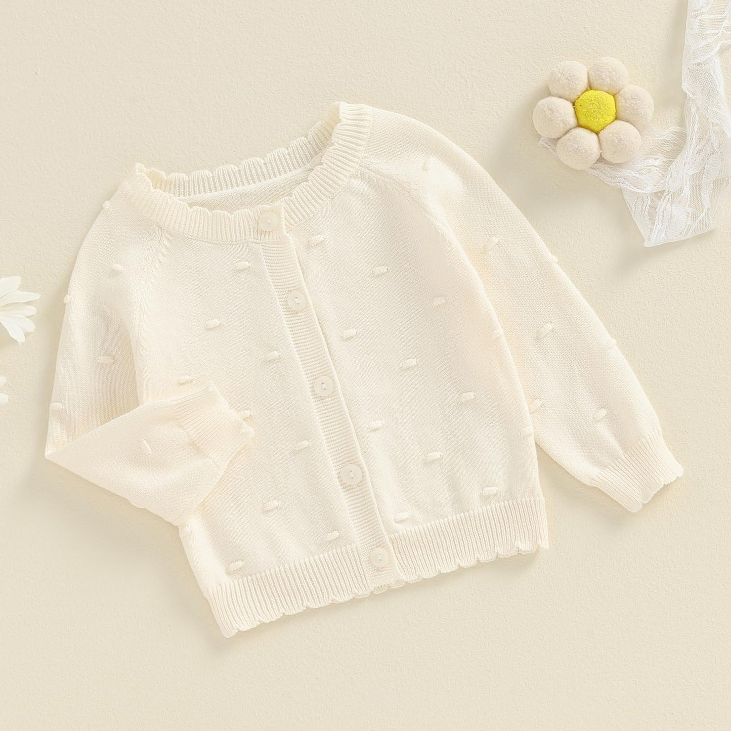 Infant Baby Girl Cardigan Sweater Long Sleeve Button Up Knit Sweatshirt Jacket Toddler Baby Girl Fall Outfits (Apricot, 6-9 Mont