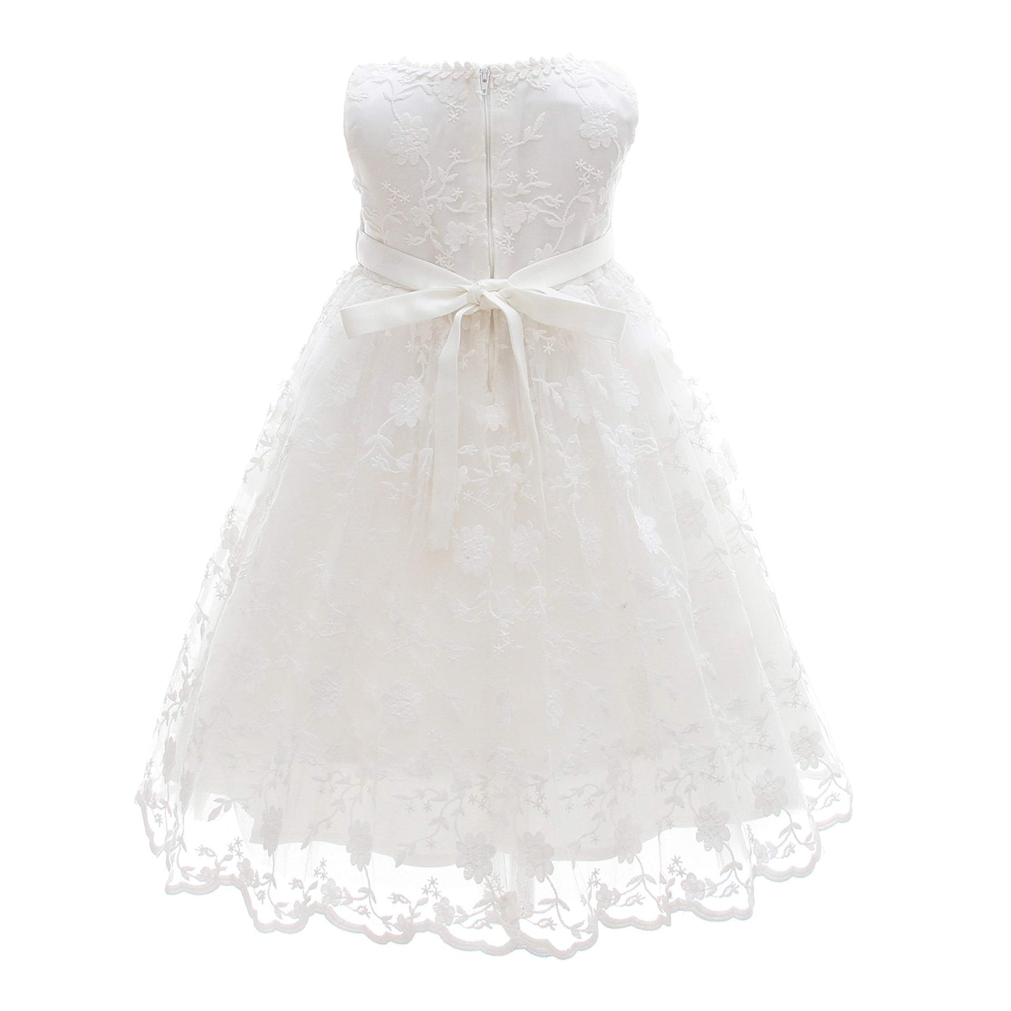 Glamulice White Baby-Girls Newborn Satin Baptism Dress Elegant Lace Cap Flower Christening Gown 0-6 Infant Formal Party Wedding