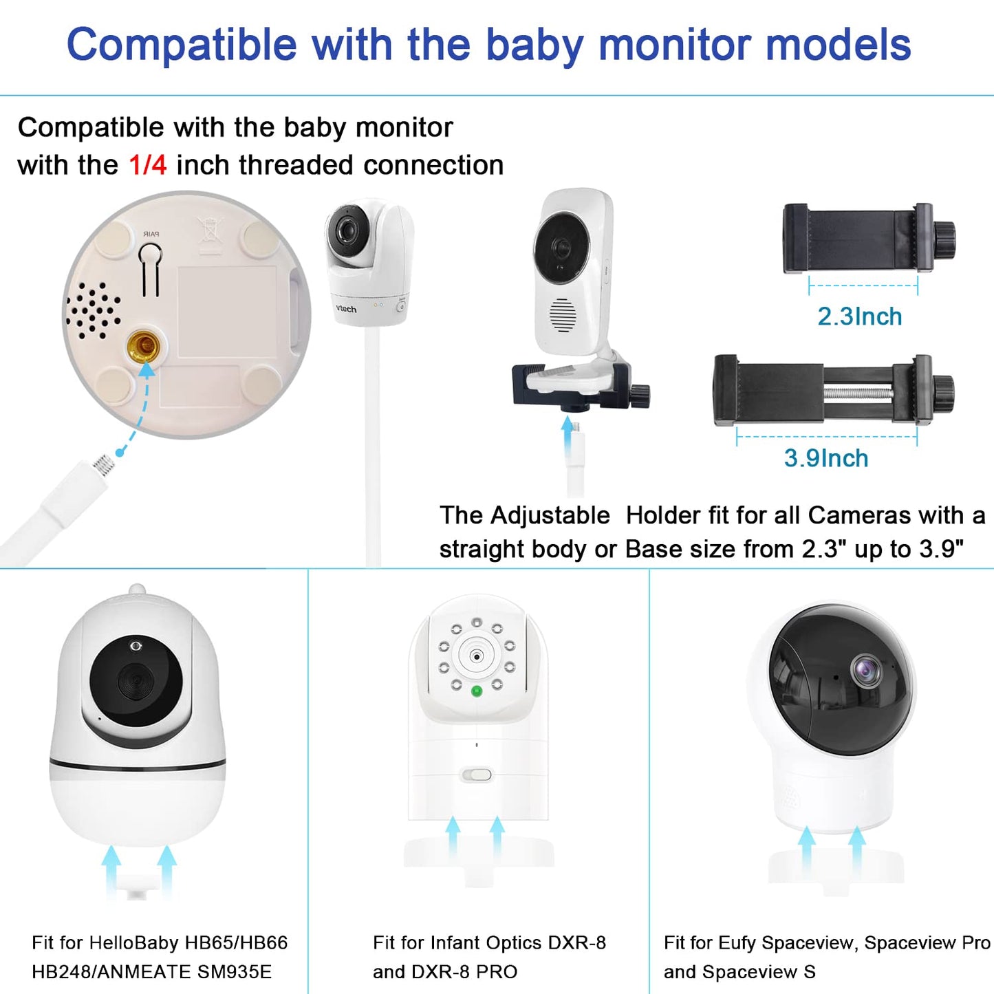 Aoztsun 67 Inch Adjustable Height Baby Monitor Floor Stand Holder For Infant Optics Dxr-8 Pro,Eufy Hellobaby Hb65/Hb66/Hb248,Anm