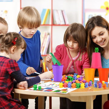 Bmag Counting Bears with Matching Sorting Cups, Preschool Math Learning Game with 24 Big Bears, 24 Little Bears, STEM Educationa