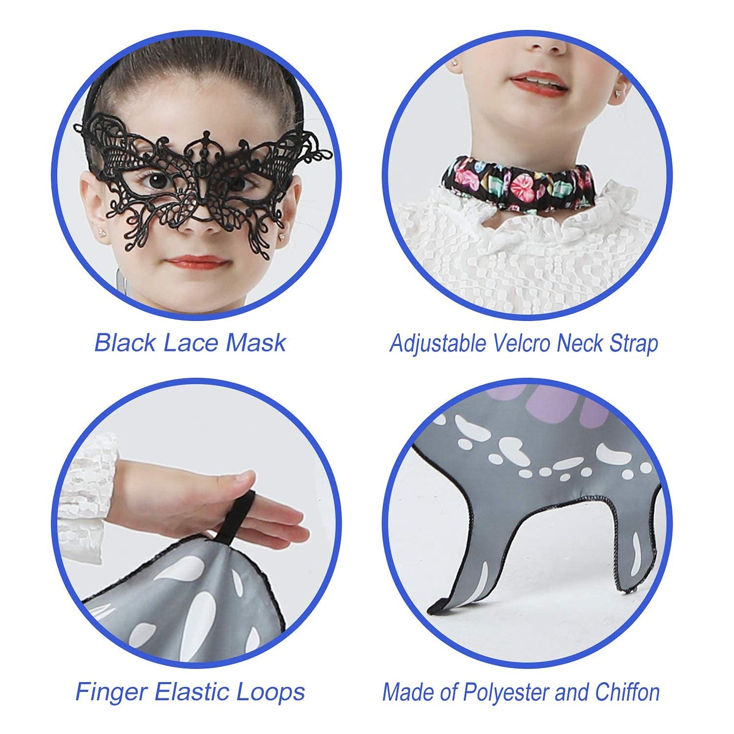 Jepozra Butterfly Wings Costume For Girls Kid Fairy Wing Halloween Costumes Dress Up Shawl