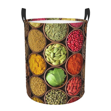 Pevtufa Spices And Herbs Foldable Laundry Basket Organizer,Fabric Clothes Toy Storage Basket Nursery Hamper Storage Bin For Hous