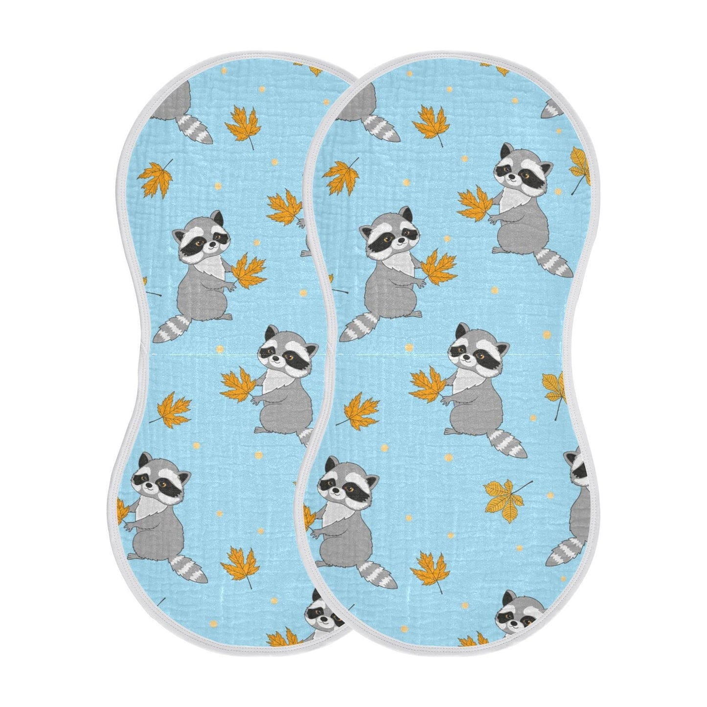 YYZZH Raccoons Autumn Leaves Pattern Muslin Burp Cloths for Baby 2 Pack 100% Cotton Baby Washcloths Bibs for Boy Girl